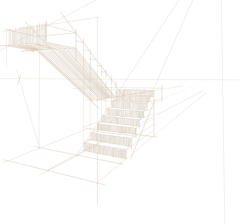 Branded illustration of staircase by V.P Stairs for design purposes