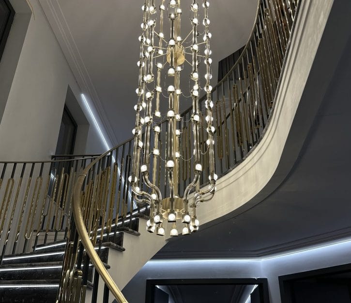 Discover the elegance of the Chelsea staircase by V.P Stairs Ltd; a testament to luxury craftsmanship, contact us to bring your vision to life.