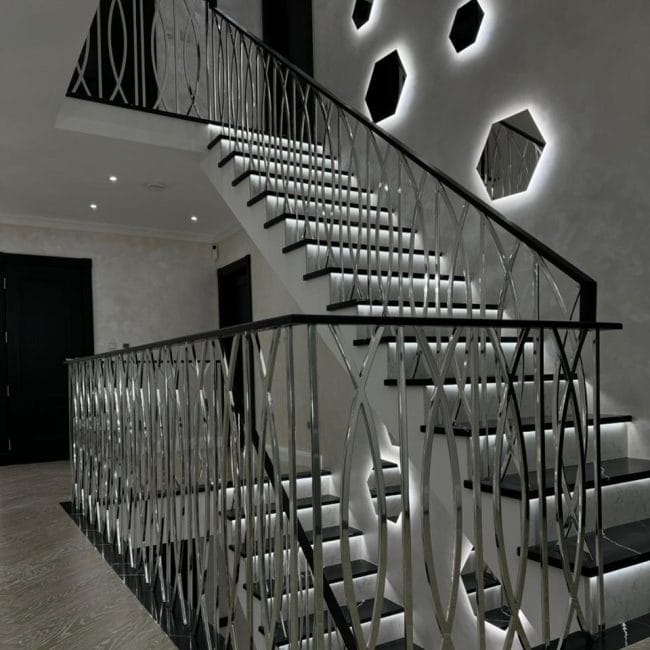 Elevate your home with сrafted stainless steel, known for its resilience and sheen, the balustrade merges practical function with bespoke aesthetic