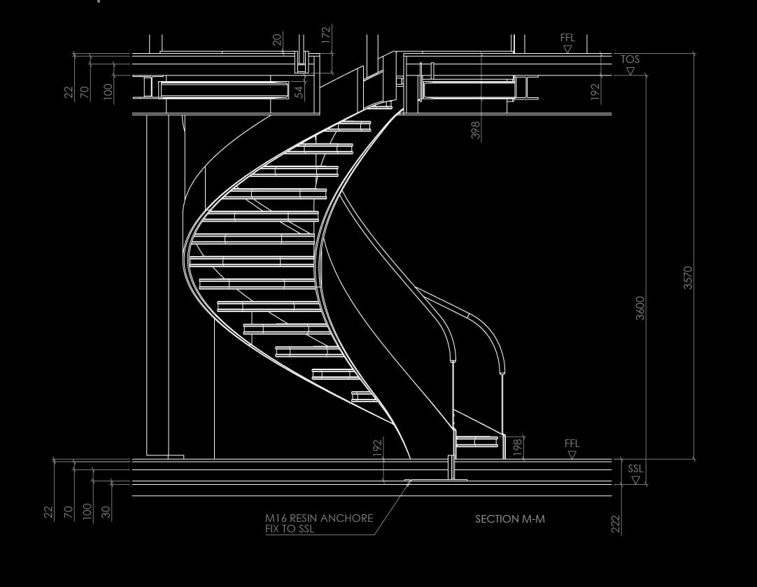 Bespoke staircase blueprint and drawing 7