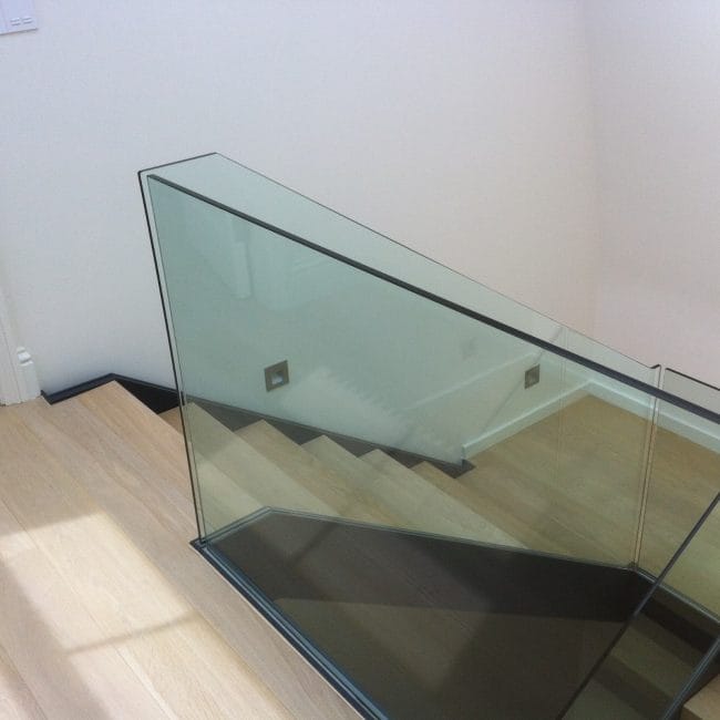 Experience sophistication with V.P Stairs Ltd's certified glass, ensuring durability and style.