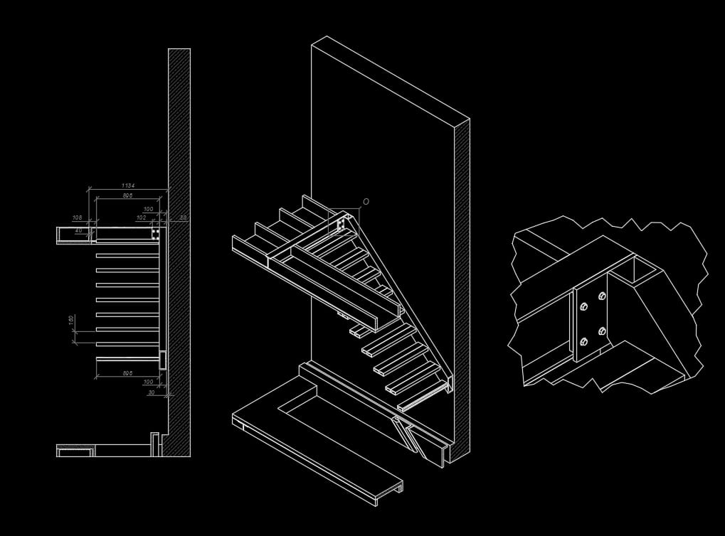 Bespoke staircase blueprint and drawing 10