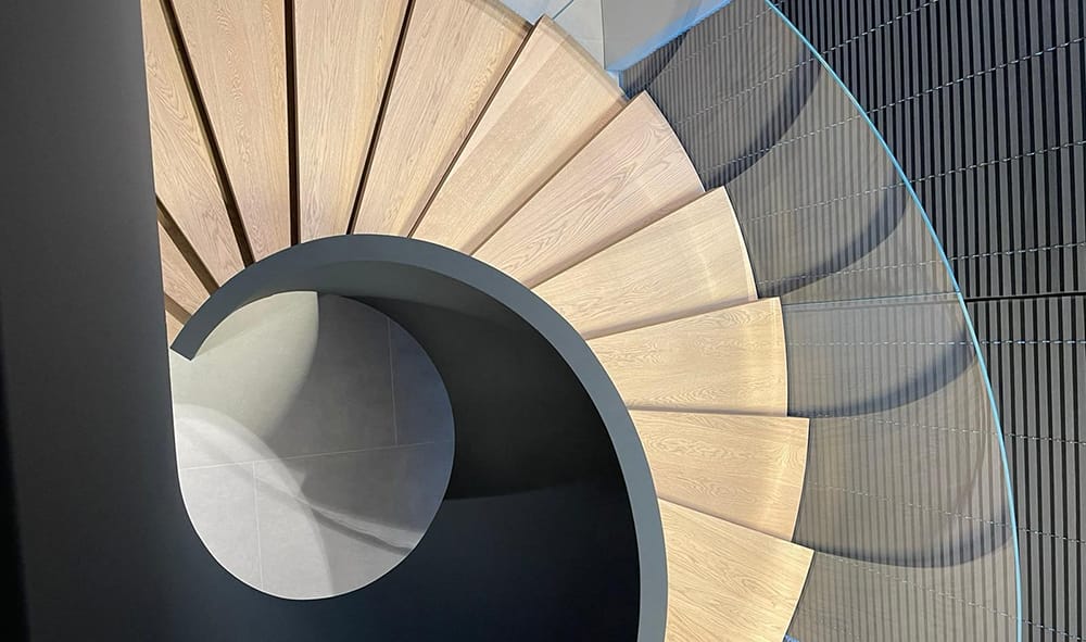 Modern helical staircase design by V.P Stairs