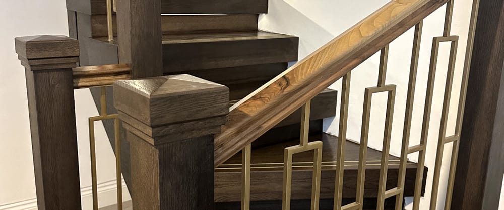 Traditional wooden staircase balustrades in a classic interior