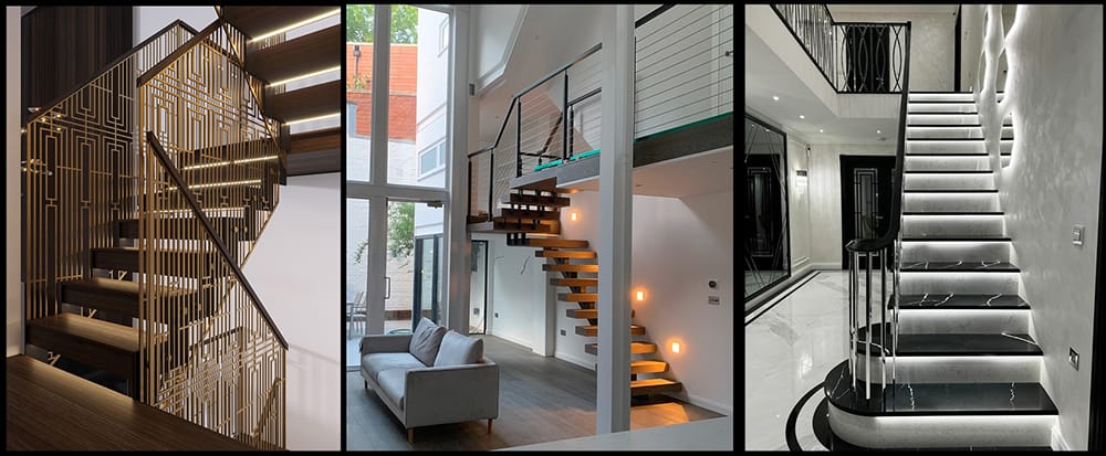 Poorly lit staircase showing lighting mistake