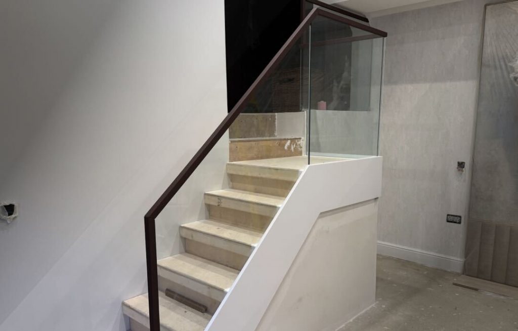 Simple staircase with glass