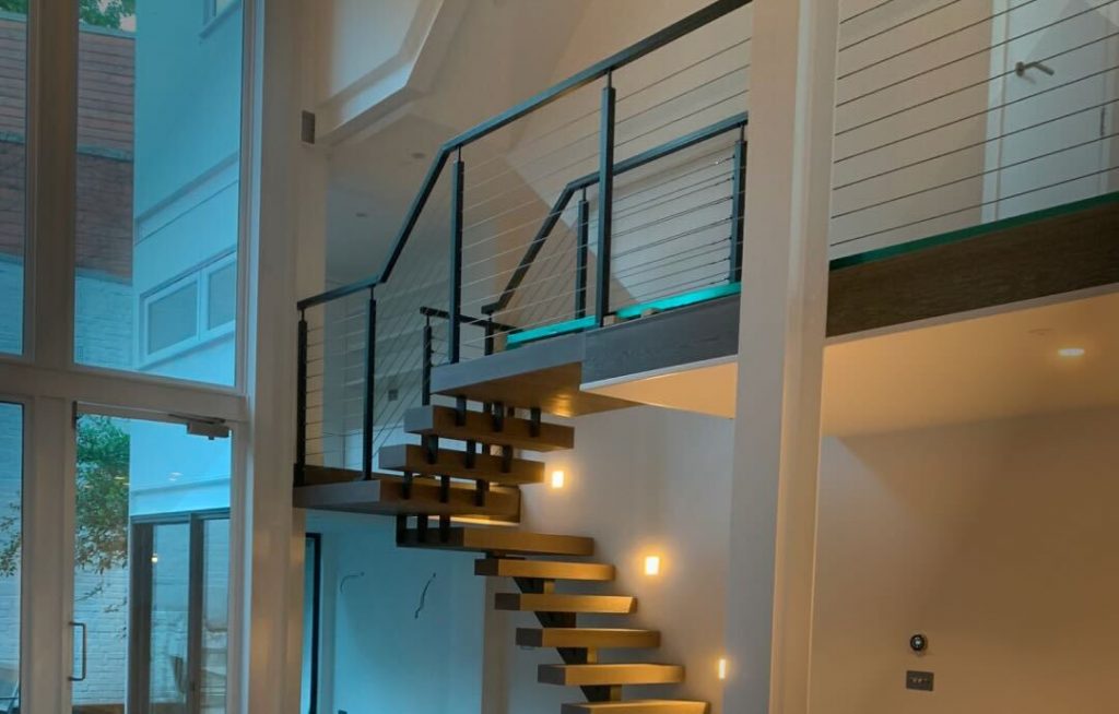 Close-up of durable and stylish cable railing system