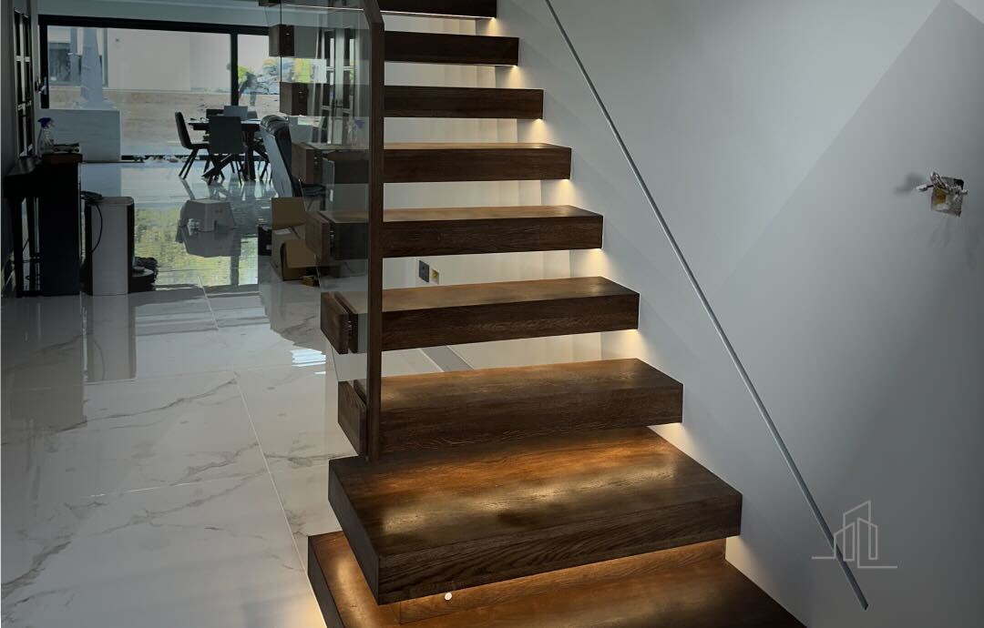 staircase with LED lighting