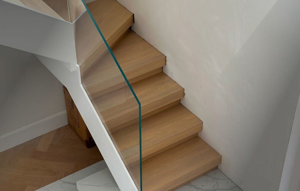 modern staircase with combined materials