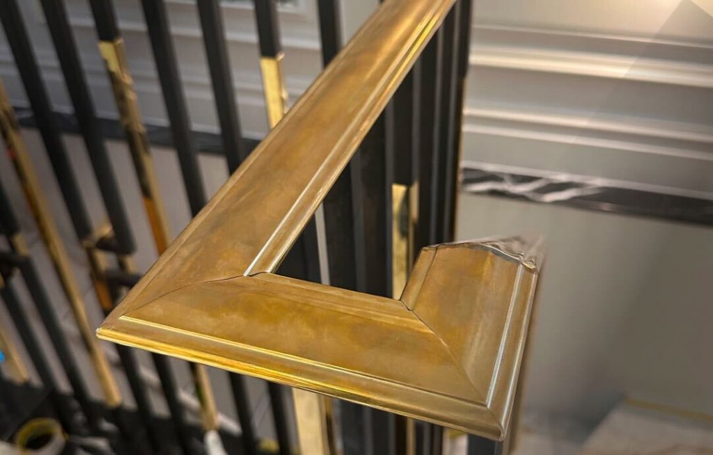 Gold-coated staircase baluster with luxury finish