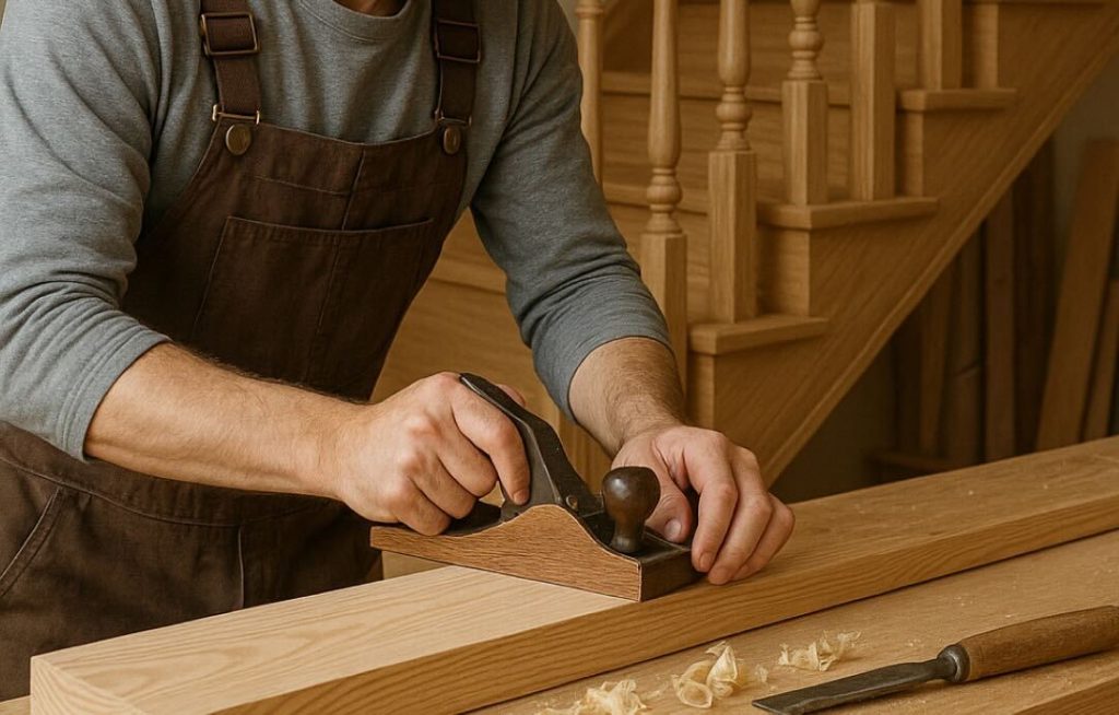 Processing wood for making staircase