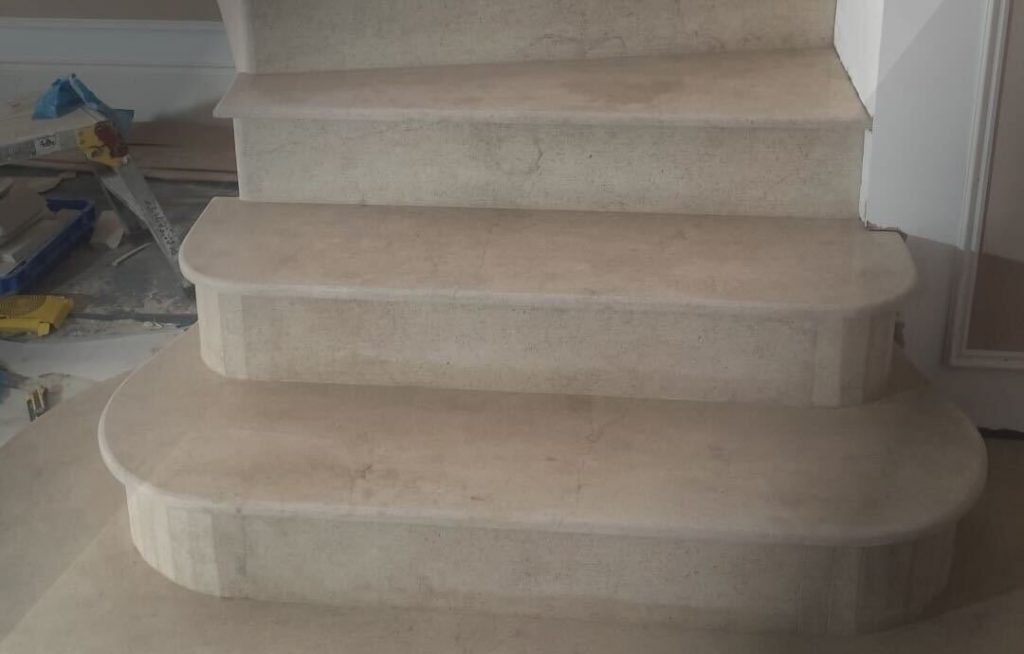 granite bespoke staircase with polished stone steps
