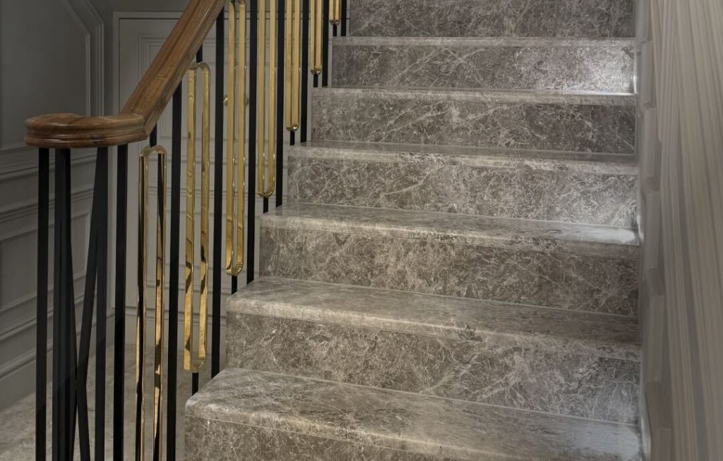 staircase project with natural stone