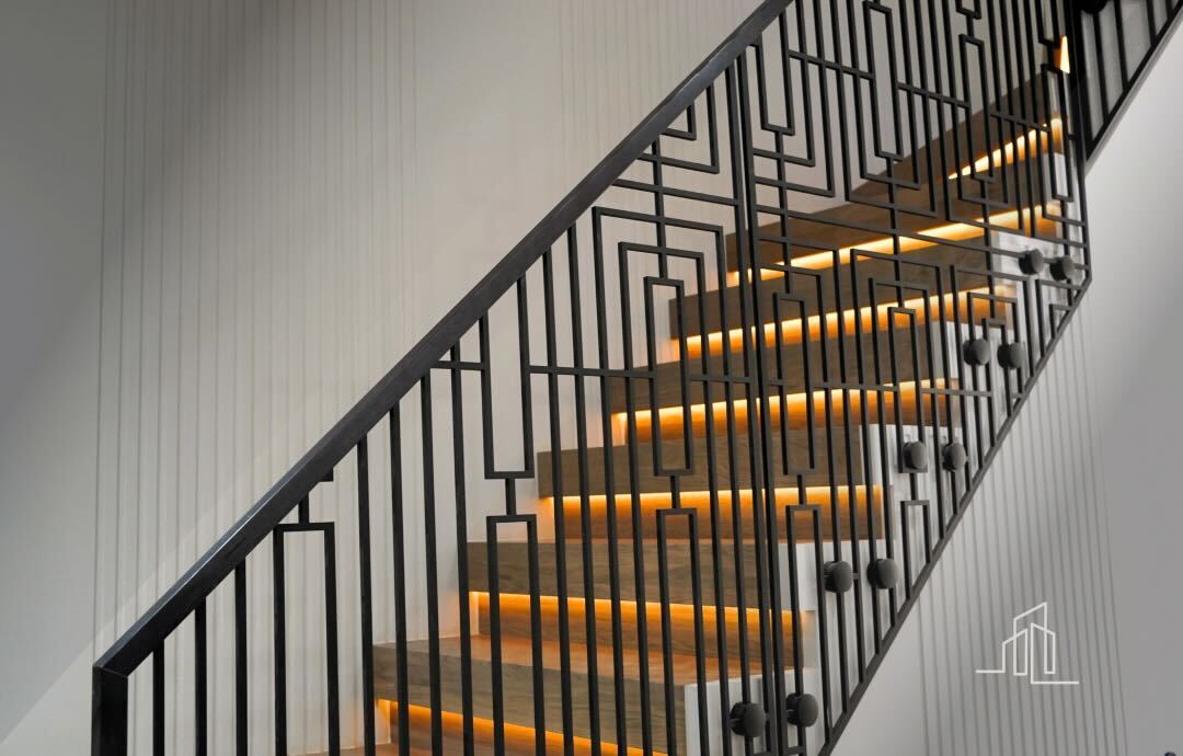 Modern staircase project with metal balustrades