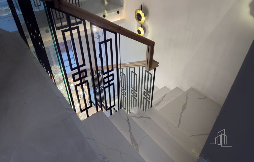 Perfect staircase with white marble steps