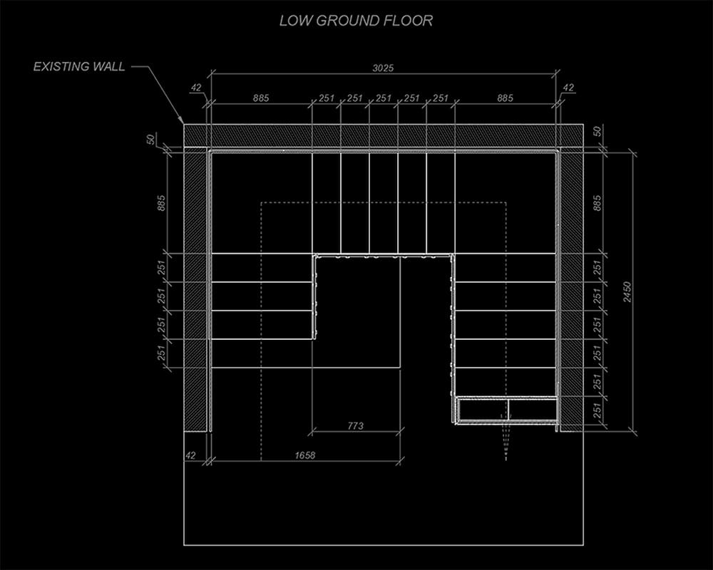 Peckham luxury floating staircase — modern combination of quartz, glass and walnut by V.PSTAIRS
