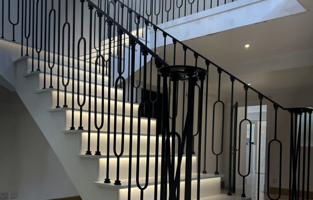 Peterborough staircase project with aliminium collar shoes