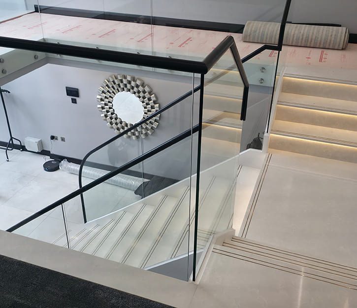 Architectural T-shaped staircase with LED lighting UK
