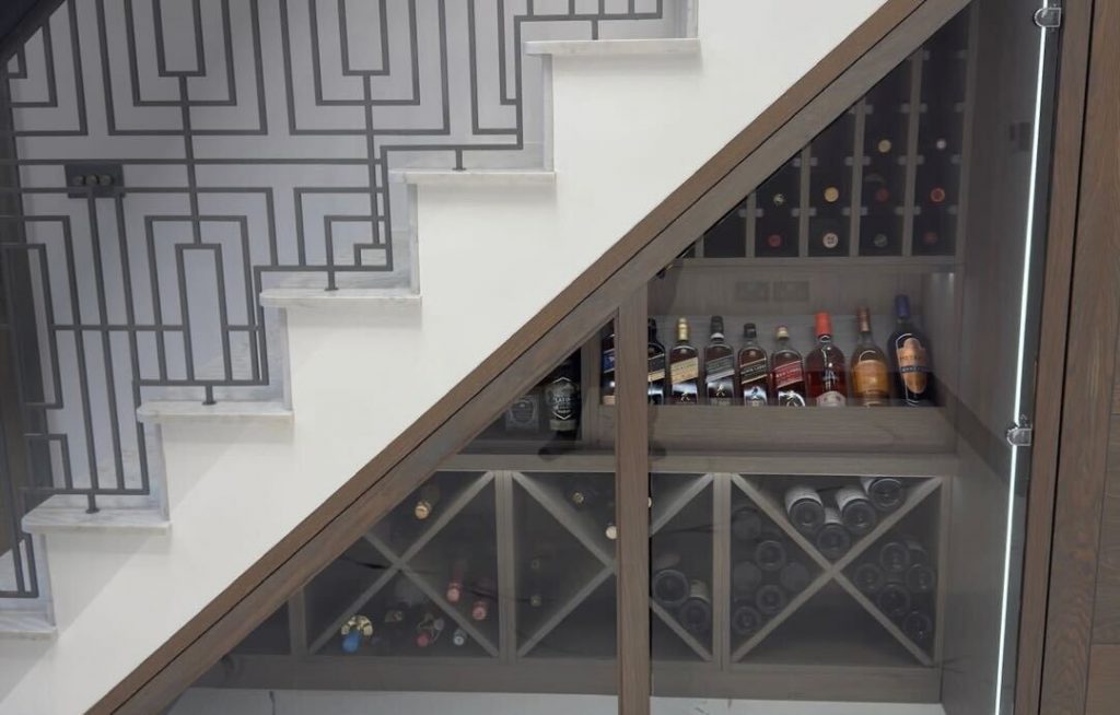 Using under-stairs space to install wine racks