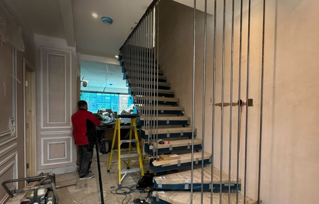 Final installation of a modern and custom staircase in the UK