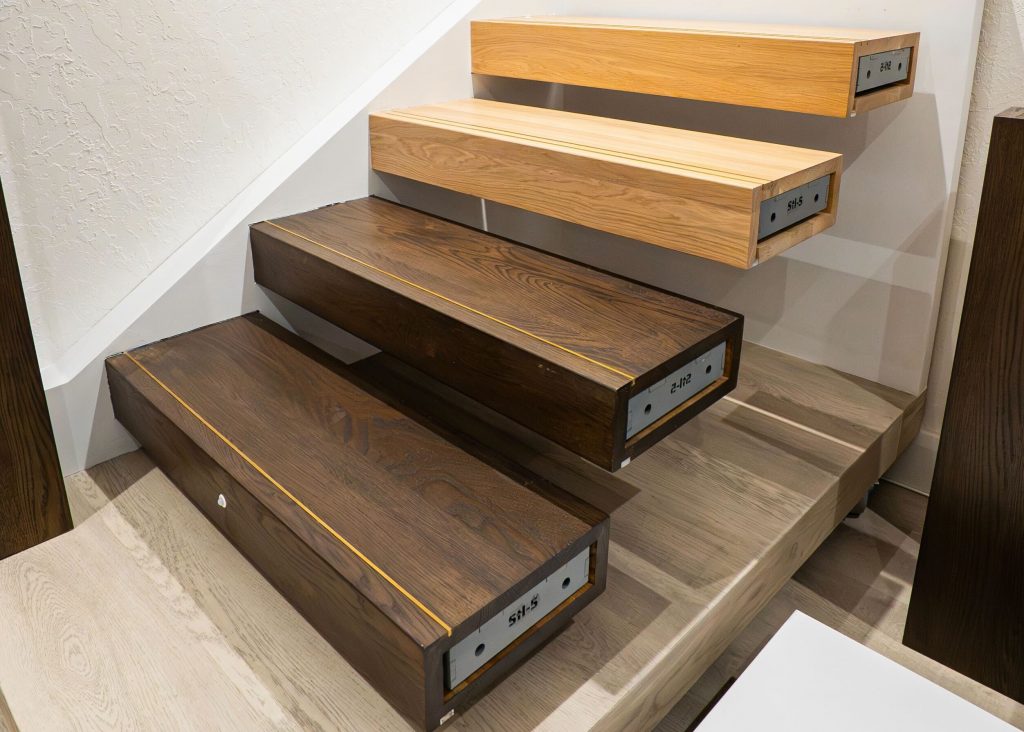 Examples of wooden steps made from different types of timber