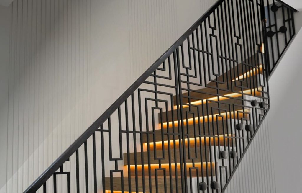A unique metal balustrade featuring the company’s signature designs
