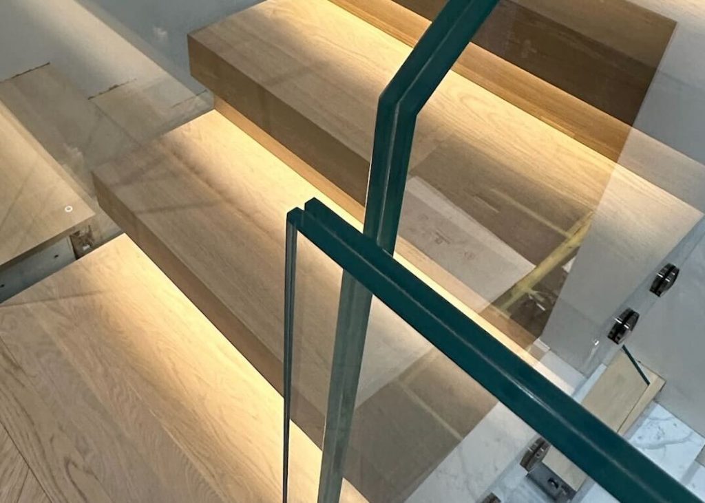 The use of toughened glass for balustrades