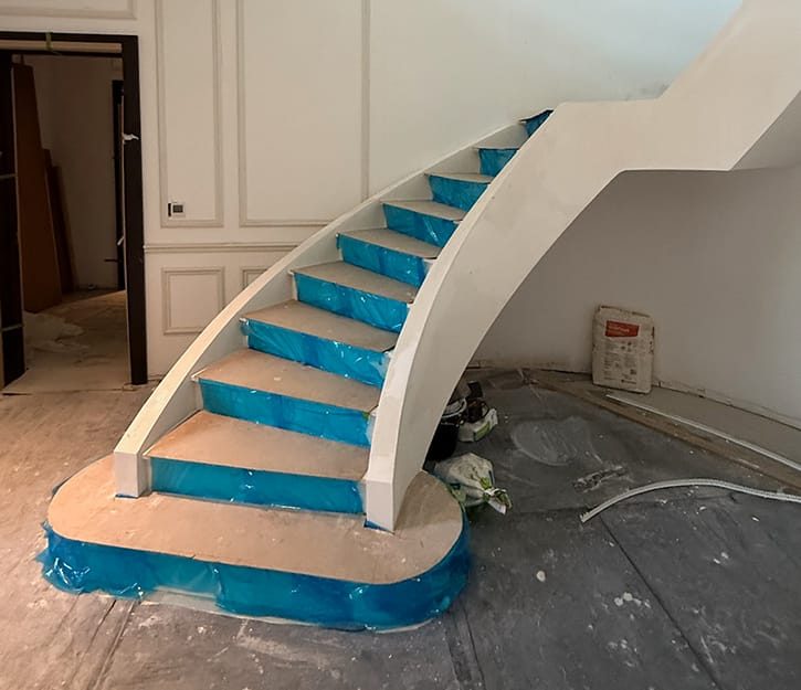 quartz staircase treads with integrated LED step lighting