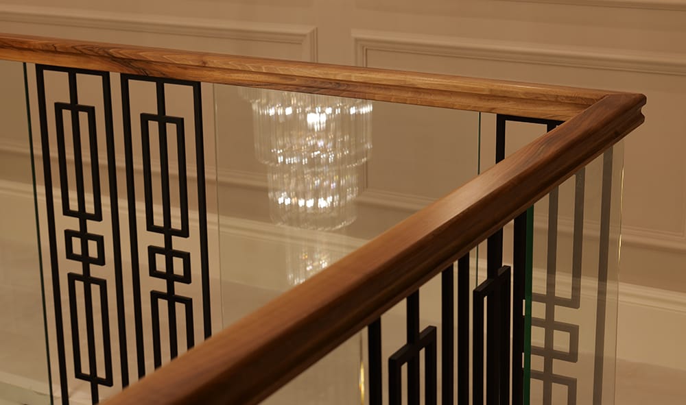 Custom metal and glass balustrade